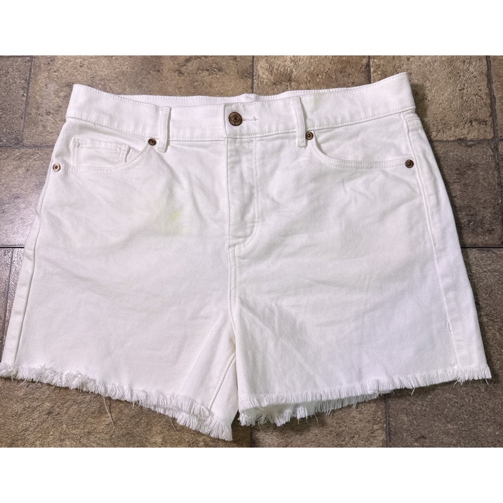 LOFT Women's Size 8 White Denim Cutoff Shorts Frayed Hem Stretch